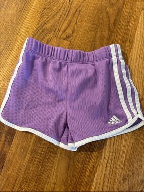 adidas Purple Mesh Athletic Shorts with White Trim